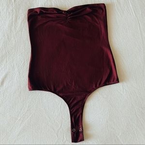 Maroon strapless bodysuit